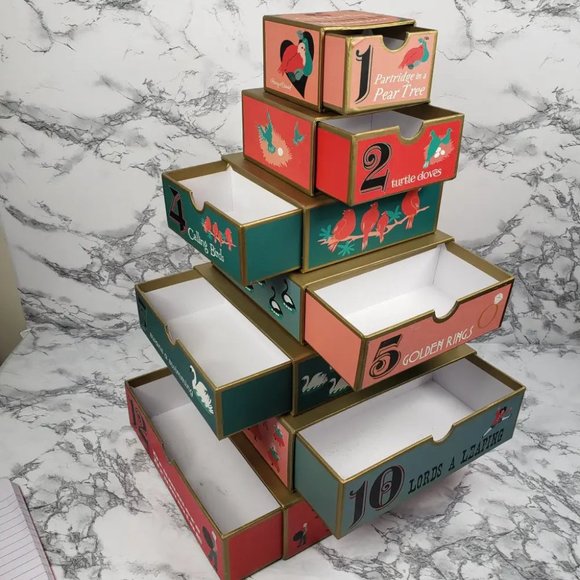 Harry & David Twelve Days Christmas Tower Drawer Box - Picture 4 of 10